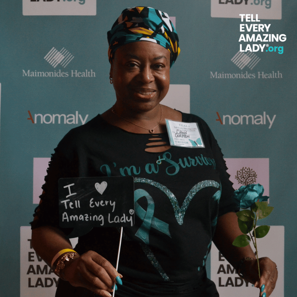 ovarian cancer survivor proudly announcing